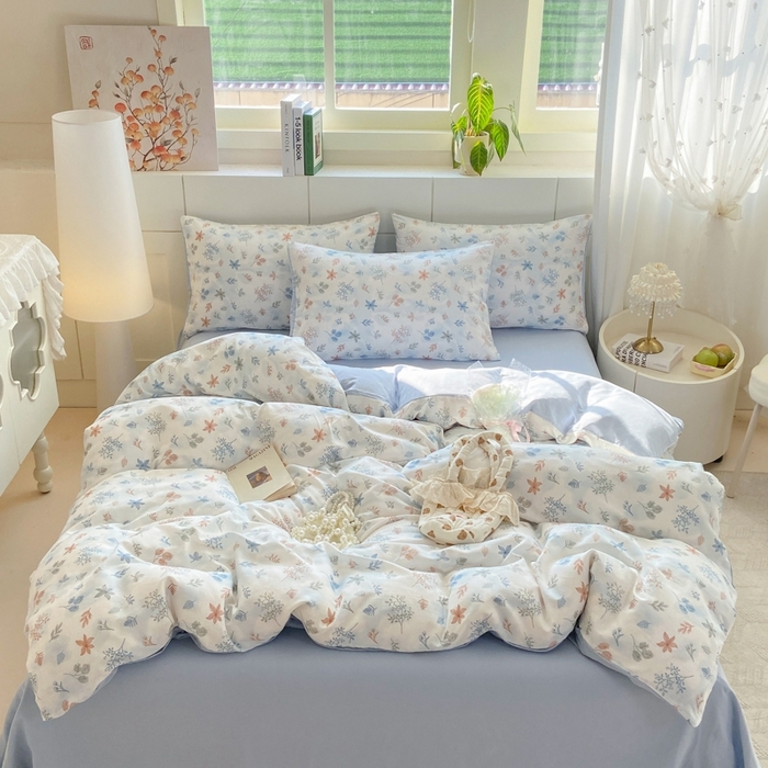 91家纺网 家纺一手货源 找家纺 卓越家纺 2026新款全棉纯棉A类双层纱四件套 枝蔓