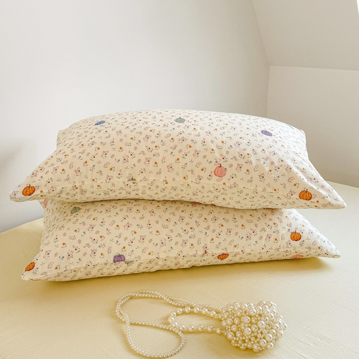 91家纺网 家纺一手货源 找家纺 卓越家纺 2026新款全棉纯棉A类双层纱四件套 旺旺南瓜