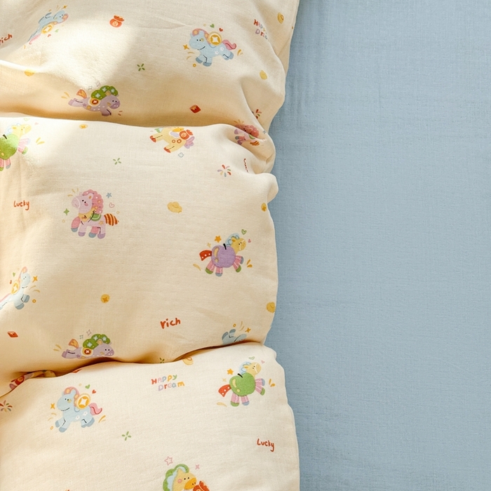 91家纺网 家纺一手货源 找家纺 卓越家纺 2026新款全棉纯棉A类双层纱四件套 星光小马