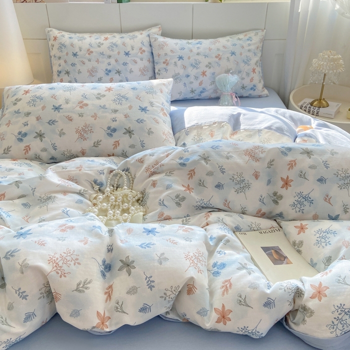 91家纺网 家纺一手货源 找家纺 卓越家纺 2026新款全棉纯棉A类双层纱四件套 枝蔓