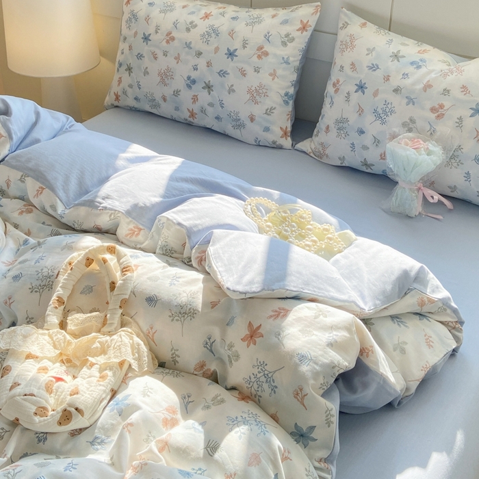 91家纺网 家纺一手货源 找家纺 卓越家纺 2026新款全棉纯棉A类双层纱四件套 枝蔓