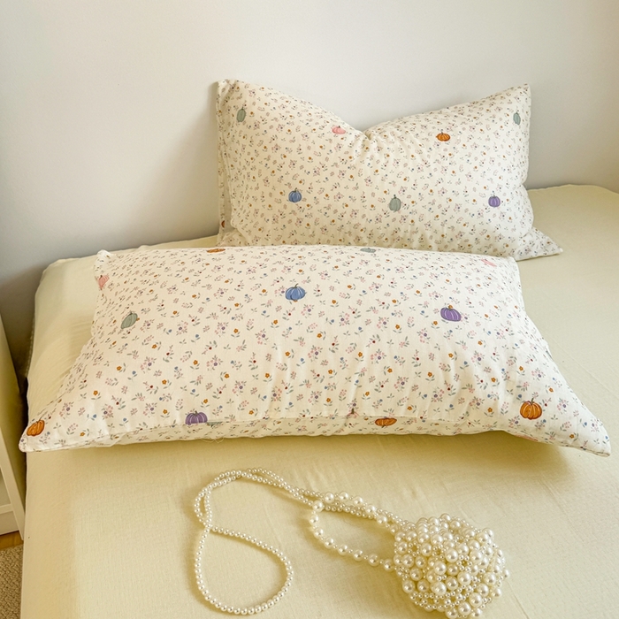 91家纺网 家纺一手货源 找家纺 卓越家纺 2026新款全棉纯棉A类双层纱四件套 旺旺南瓜