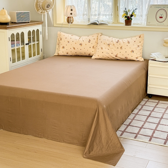 91家纺网 家纺一手货源 找家纺 卓越家纺 2026新款全棉纯棉A类双层纱四件套 可爱星人