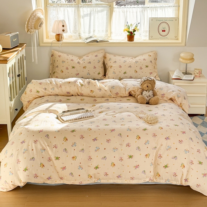 91家纺网 家纺一手货源 找家纺 卓越家纺 2026新款全棉纯棉A类双层纱四件套 星光小马