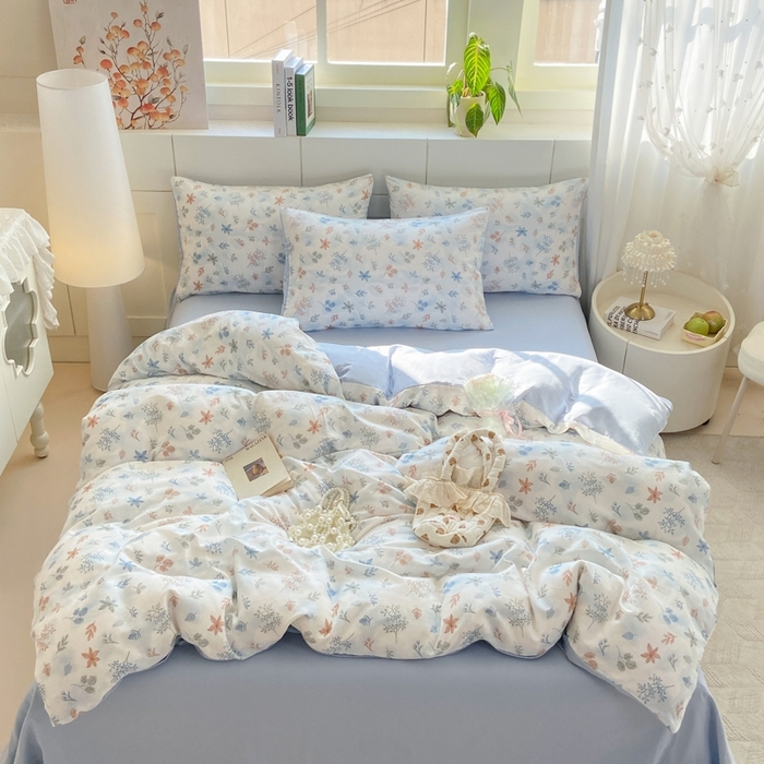 91家纺网 家纺一手货源 找家纺 卓越家纺 2026新款全棉纯棉A类双层纱四件套 枝蔓