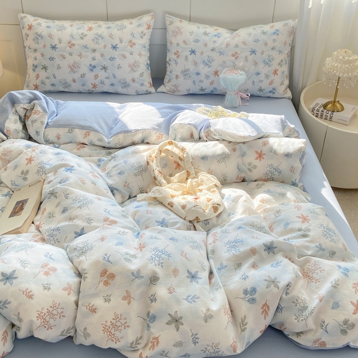 91家纺网 家纺一手货源 找家纺 卓越家纺 2026新款全棉纯棉A类双层纱四件套 枝蔓