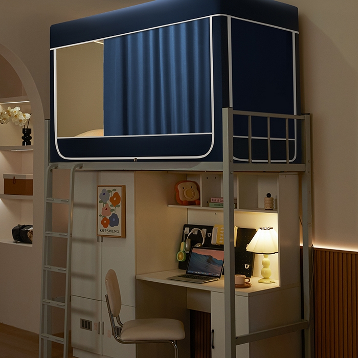 91家纺网 家纺一手货源 找家纺 初心家纺 2026新款学生床遮光蚊帐 藏青