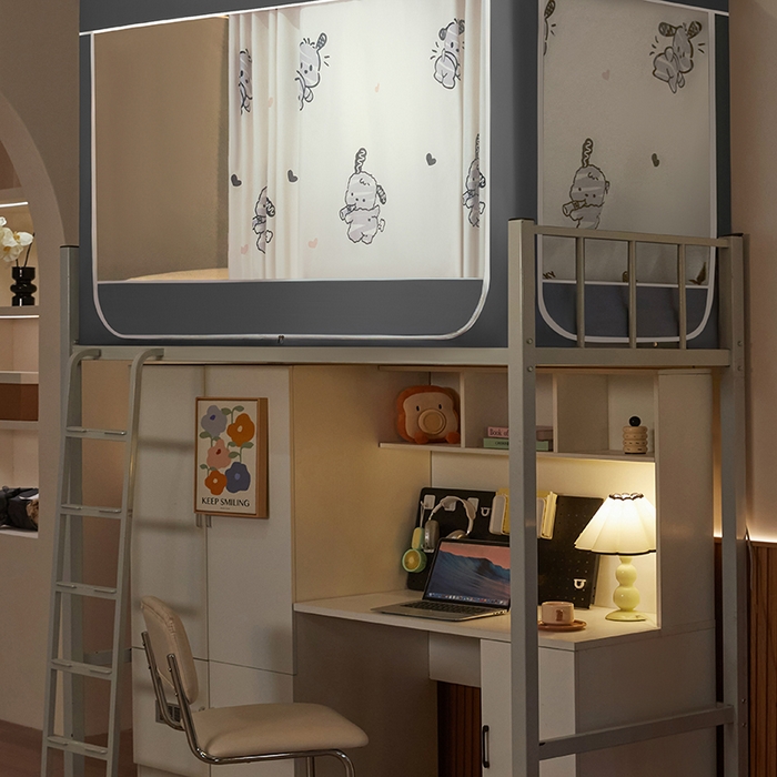 91家纺网 家纺一手货源 找家纺 初心家纺 2026新款学生床遮光蚊帐 帕恰狗-灰