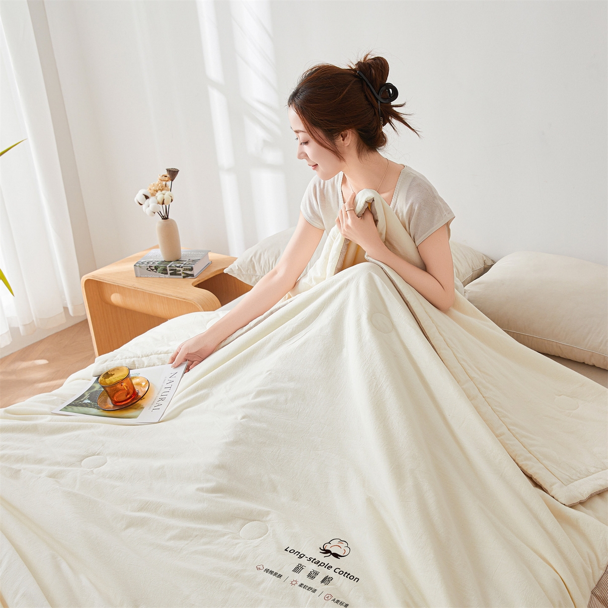 91家纺网 家纺一手货源 找家纺 （总）创优家纺 2026新款棉花夏被无印风纯色新疆棉夏凉被空调被棉花夏被棉花被子百分百新疆棉（专版烫画 盗版必究）