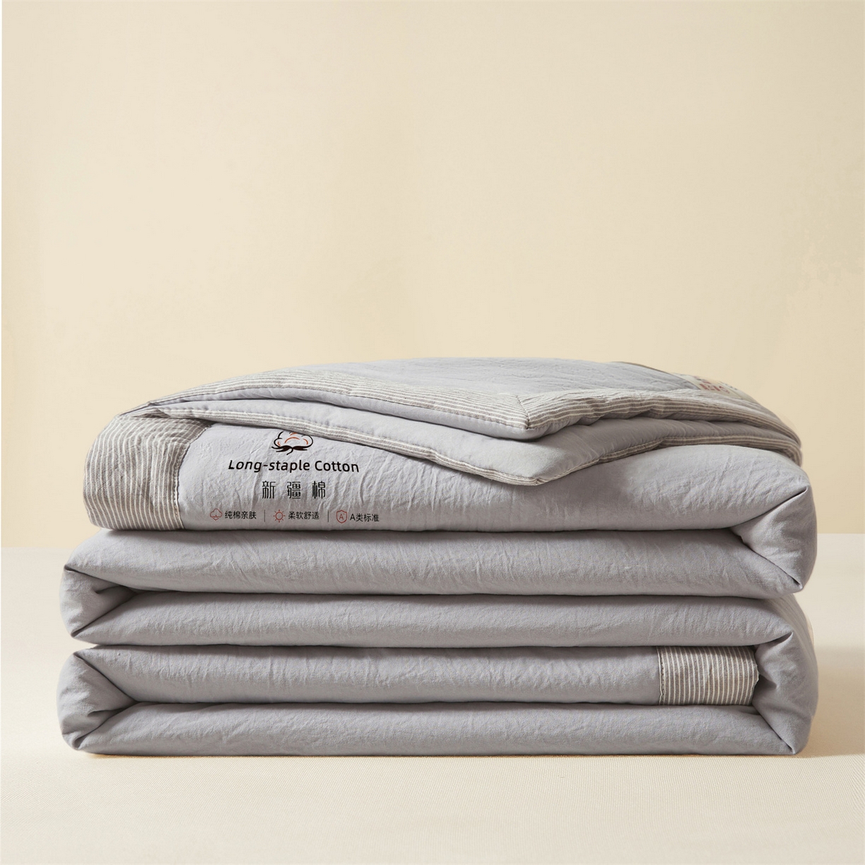91家纺网 家纺一手货源 找家纺 创优家纺 2026新款棉花夏被无印风纯色新疆棉夏凉被空调被棉花夏被棉花被子百分百新疆棉（专版烫画 盗版必究） 新疆棉-浅灰
