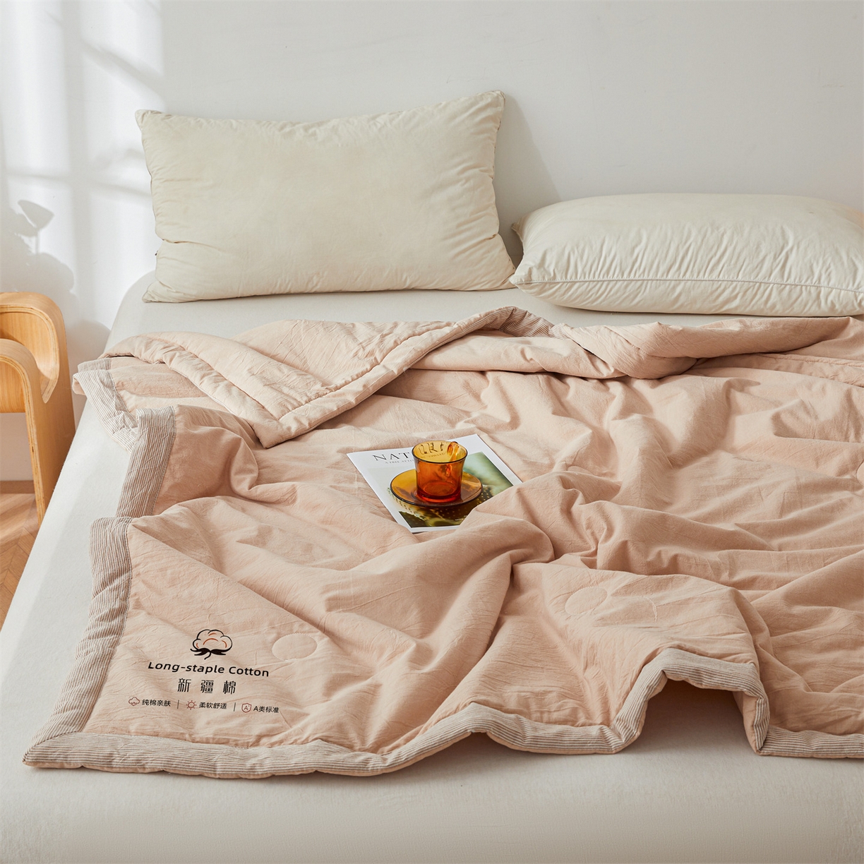 91家纺网 家纺一手货源 找家纺 创优家纺 2026新款棉花夏被无印风纯色新疆棉夏凉被空调被棉花夏被棉花被子百分百新疆棉（专版烫画 盗版必究） 新疆棉-卡其