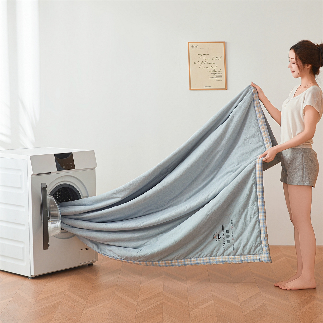 91家纺网 家纺一手货源 找家纺 创优家纺 2026新款棉花夏被无印风纯色新疆棉夏凉被空调被棉花夏被棉花被子百分百新疆棉（专版烫画 盗版必究） 新疆棉-青年蓝