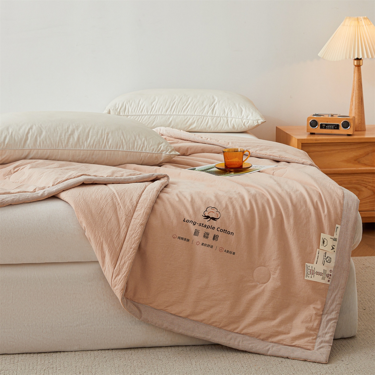 91家纺网 家纺一手货源 找家纺 创优家纺 2026新款棉花夏被无印风纯色新疆棉夏凉被空调被棉花夏被棉花被子百分百新疆棉（专版烫画 盗版必究） 新疆棉-卡其
