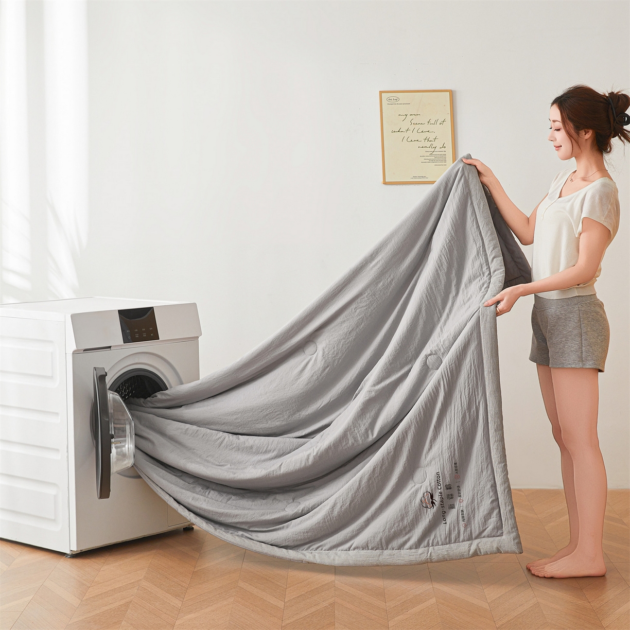 91家纺网 家纺一手货源 找家纺 创优家纺 2026新款棉花夏被无印风纯色新疆棉夏凉被空调被棉花夏被棉花被子百分百新疆棉（专版烫画 盗版必究） 新疆棉-浅灰