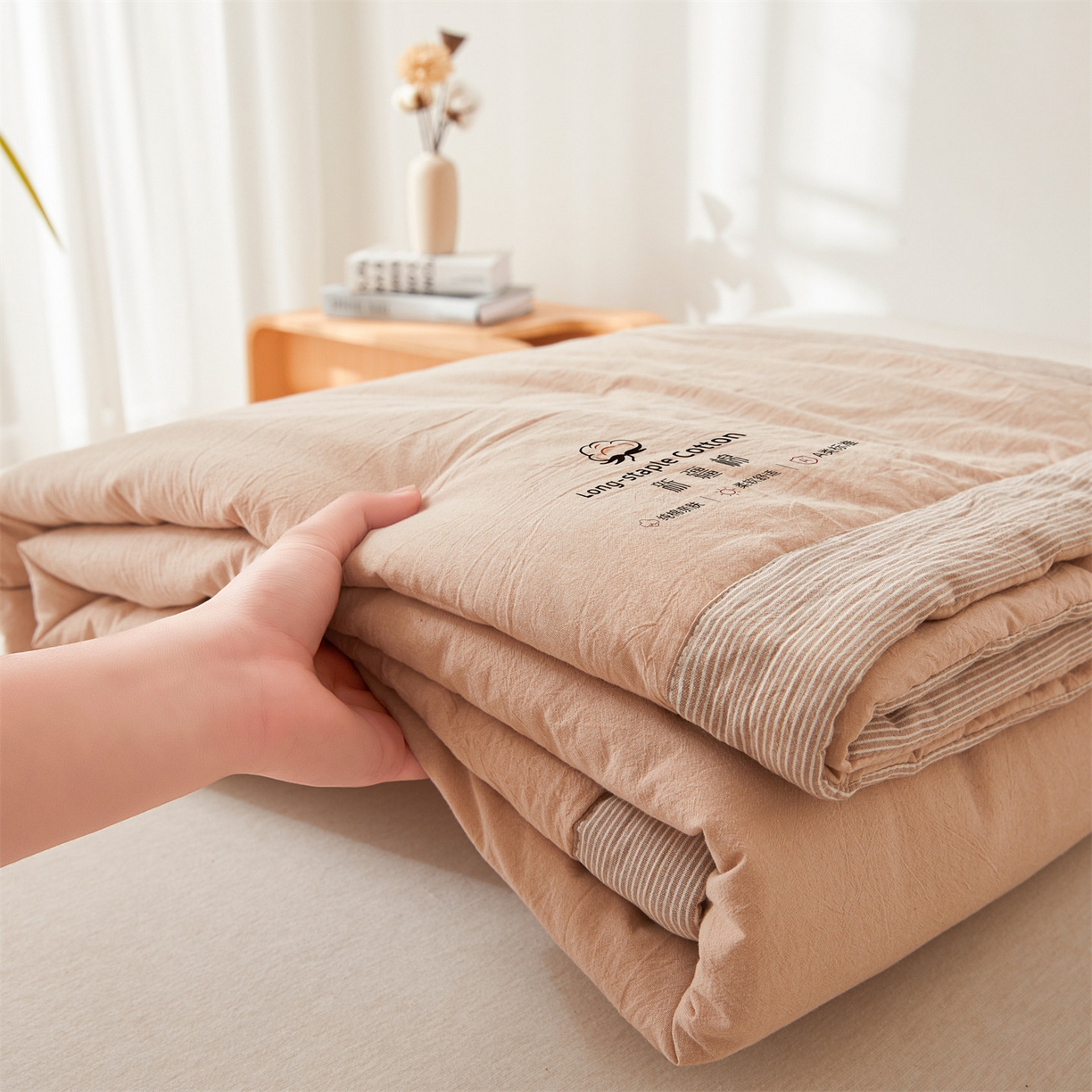 91家纺网 家纺一手货源 找家纺 创优家纺 2026新款棉花夏被无印风纯色新疆棉夏凉被空调被棉花夏被棉花被子百分百新疆棉（专版烫画 盗版必究） 新疆棉-卡其