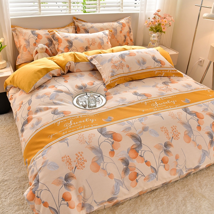 91家纺网 家纺一手货源 找家纺 董成龙 2026新款直播爆款加厚全棉活性磨毛四件套纯棉三件套 秋实-黄