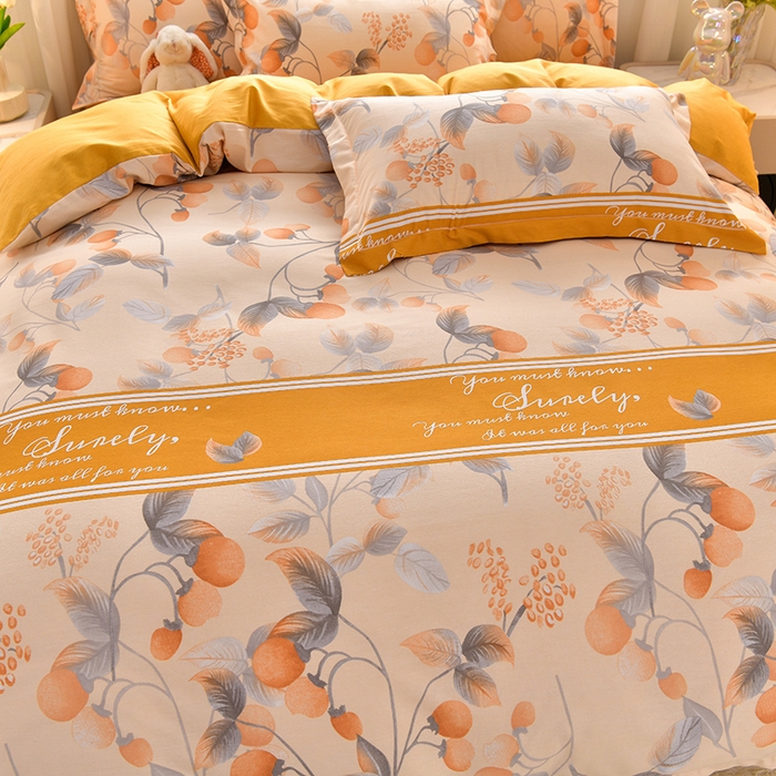 91家纺网 家纺一手货源 找家纺 董成龙 2026新款直播爆款加厚全棉活性磨毛四件套纯棉三件套 秋实-黄