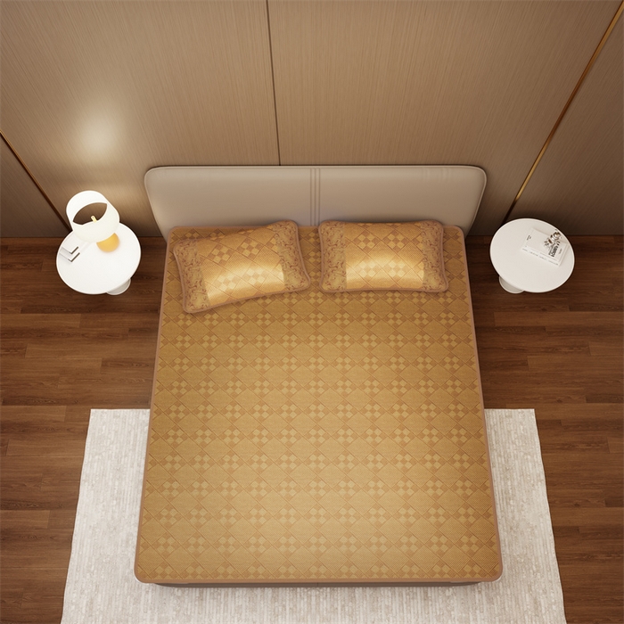 91家纺网 家纺一手货源 找家纺 缦吉 2026新款小包边仿冰藤凉席席子（可供外贸跨境） 九宫格