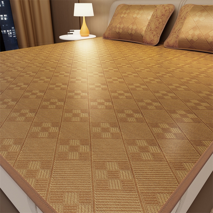 91家纺网 家纺一手货源 找家纺 缦吉 2026新款小包边仿冰藤凉席席子（可供外贸跨境） 九宫格