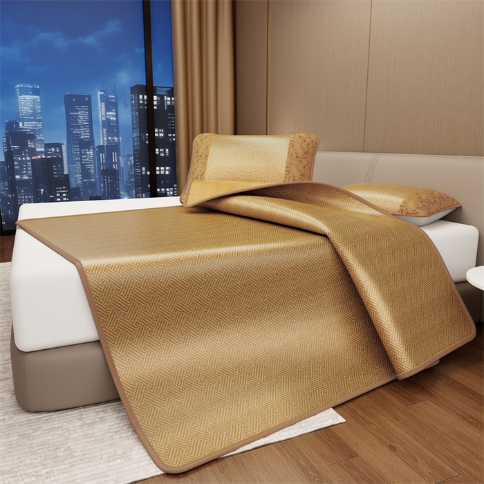 91家纺网 家纺一手货源 找家纺 缦吉 2026新款小包边仿冰藤凉席席子（可供外贸跨境） 饼干花