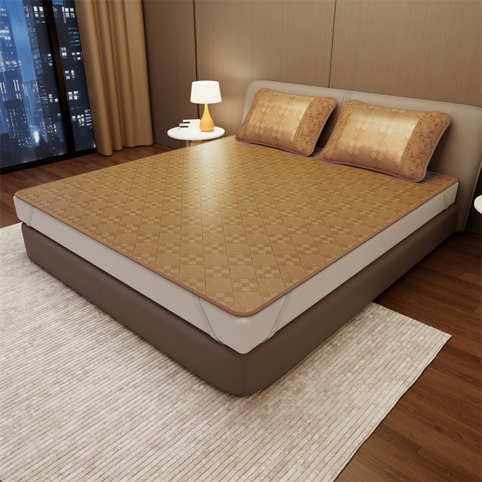 91家纺网 家纺一手货源 找家纺 缦吉 2026新款小包边仿冰藤凉席席子（可供外贸跨境） 九宫格