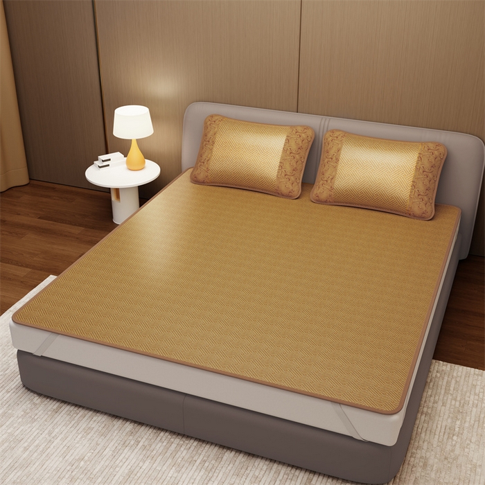 缦吉 2026新款小包边仿冰藤凉席席子（可供外贸跨境） 饼干花