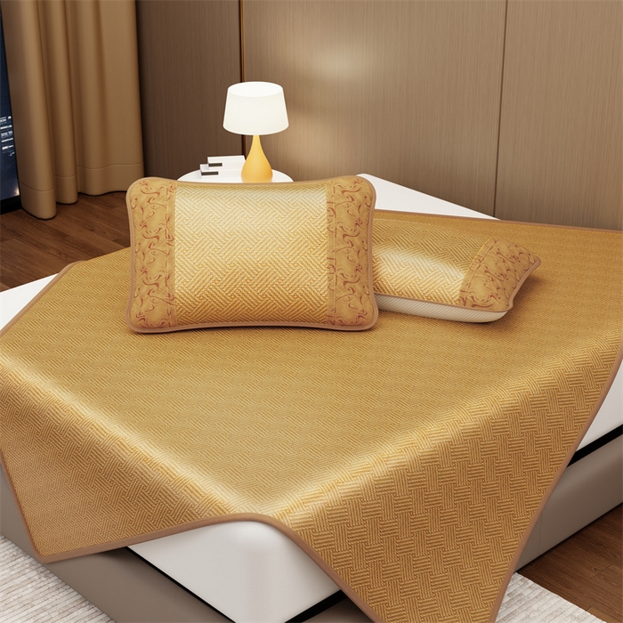 91家纺网 家纺一手货源 找家纺 缦吉 2026新款小包边仿冰藤凉席席子（可供外贸跨境） 饼干花