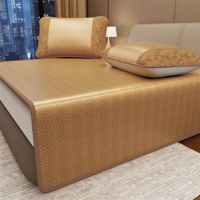 91家纺网 家纺一手货源 找家纺 缦吉 2026新款小包边仿冰藤凉席席子（可供外贸跨境） 饼干花