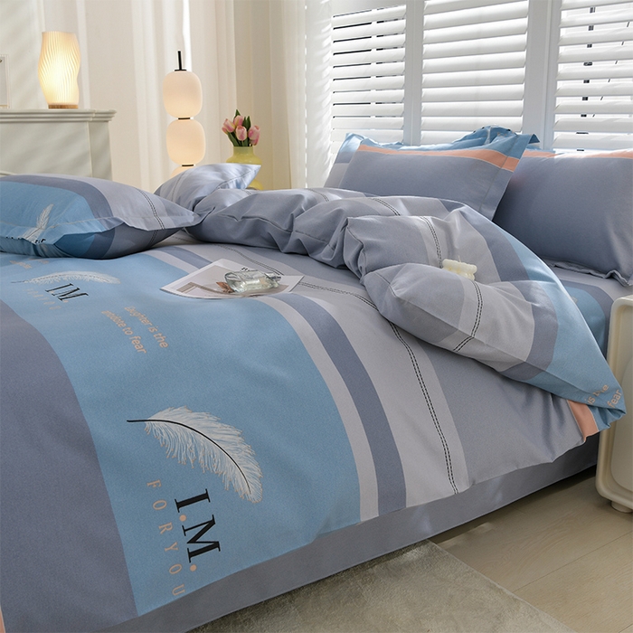 91家纺网 家纺一手货源 找家纺 董成龙 2026新款直播爆款加厚全棉活性磨毛四件套纯棉三件套 知遇-蓝