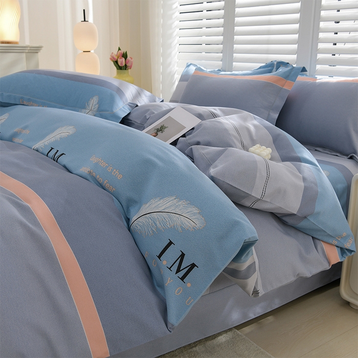 91家纺网 家纺一手货源 找家纺 董成龙 2026新款直播爆款加厚全棉活性磨毛四件套纯棉三件套 知遇-蓝