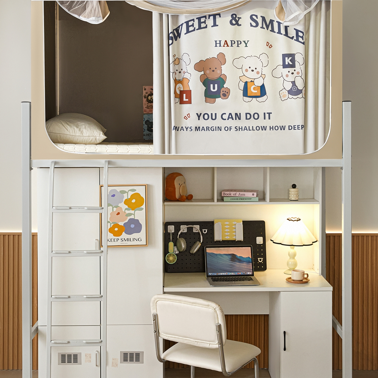 91家纺网 家纺一手货源 找家纺 初心家纺 2026新款99%五面遮光加厚涂层遮光大版数码印花带靠墙帘卡通学生蚊帐 可爱俱乐部