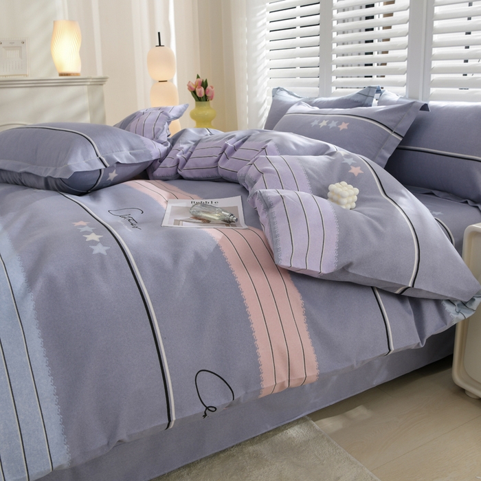 91家纺网 家纺一手货源 找家纺 董成龙 2026新款直播爆款加厚全棉活性磨毛四件套纯棉三件套 波尔兰卡-灰