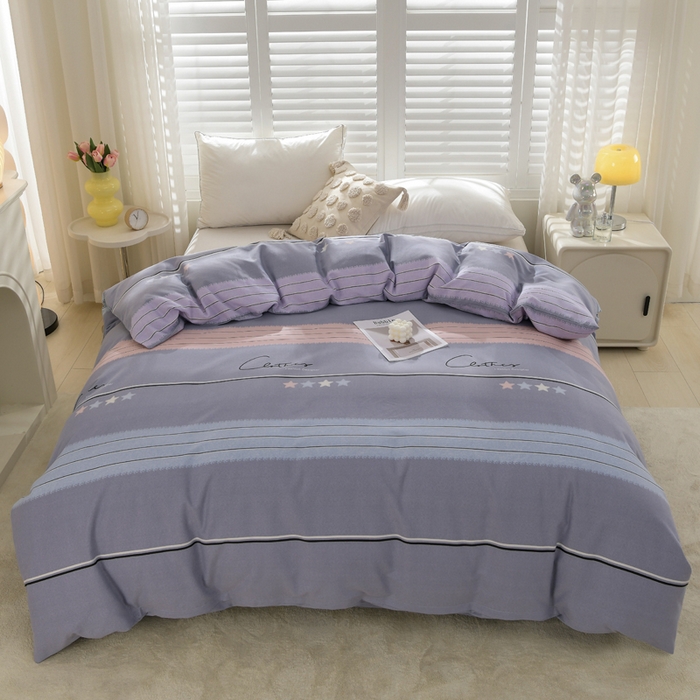 91家纺网 家纺一手货源 找家纺 董成龙 2026新款直播爆款加厚全棉活性磨毛四件套纯棉三件套 波尔兰卡-灰