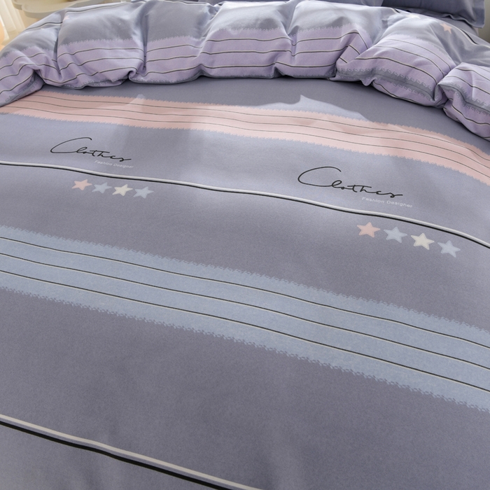 91家纺网 家纺一手货源 找家纺 董成龙 2026新款直播爆款加厚全棉活性磨毛四件套纯棉三件套 波尔兰卡-灰