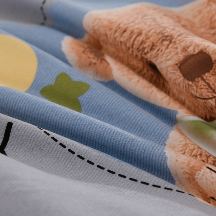 91家纺网 家纺一手货源 找家纺 董成龙 2026新款直播爆款加厚全棉活性磨毛四件套纯棉三件套 熊墩墩-蓝