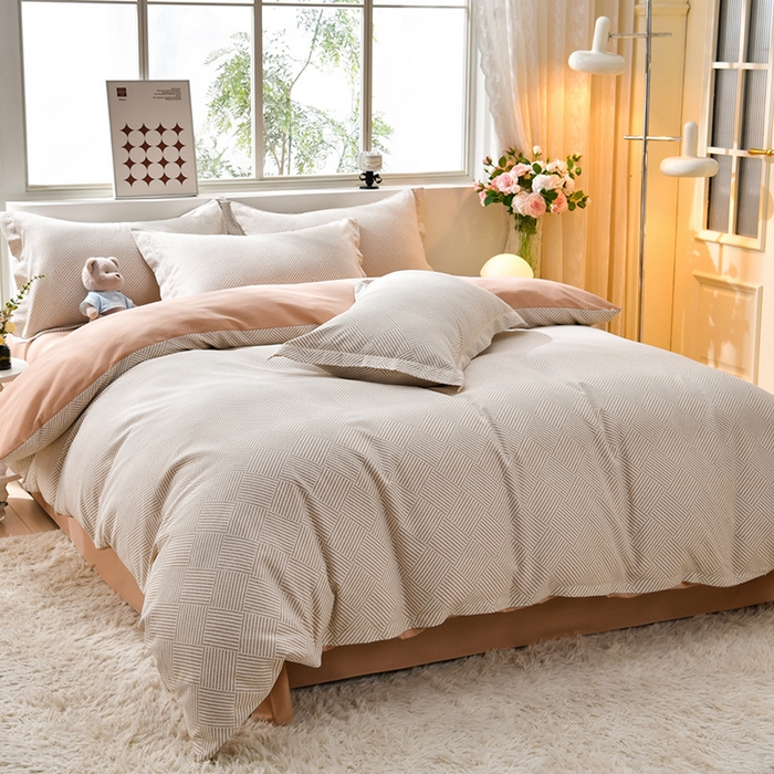 91家纺网 家纺一手货源 找家纺 董成龙 2026新款直播爆款加厚全棉活性磨毛四件套纯棉三件套 青春格调-棕