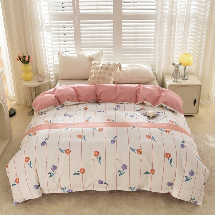 91家纺网 家纺一手货源 找家纺 董成龙 2026新款直播爆款加厚全棉活性磨毛四件套纯棉三件套 梦馨-粉