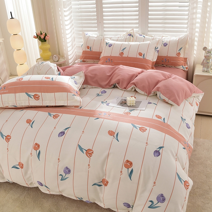 91家纺网 家纺一手货源 找家纺 董成龙 2026新款直播爆款加厚全棉活性磨毛四件套纯棉三件套 梦馨-粉