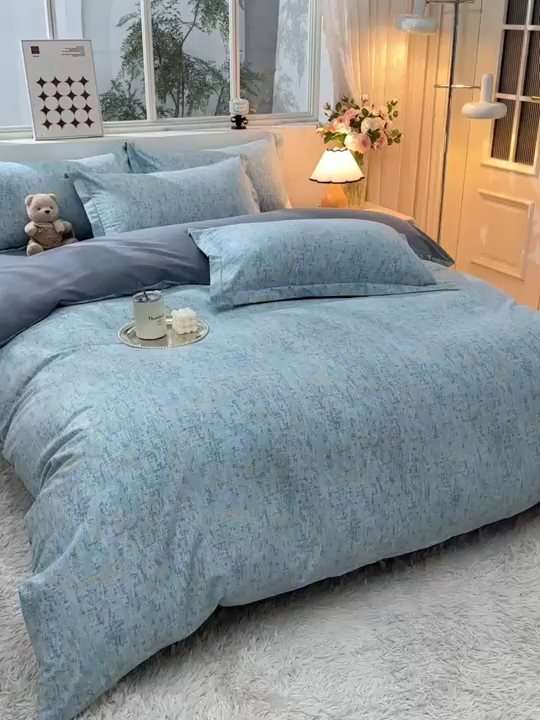 91家纺网 家纺一手货源 找家纺 董成龙 2026新款直播爆款加厚全棉活性磨毛四件套纯棉三件套 米莱-兰