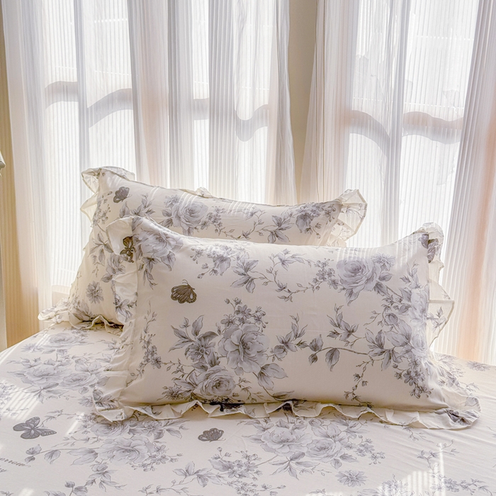 91家纺网 家纺一手货源 找家纺 （总）爱妮玖玖 2026新款全棉纯棉印花蕾丝小花边单层床裙四件套