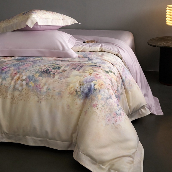 91家纺网 家纺一手货源 找家纺 金奇达家纺 2026新款【茧养·丝光缎】四件套-柏林花事【（会员减40元）标准号全网控价（折后券后）不低于299元】 爱丽丝梦境-玉