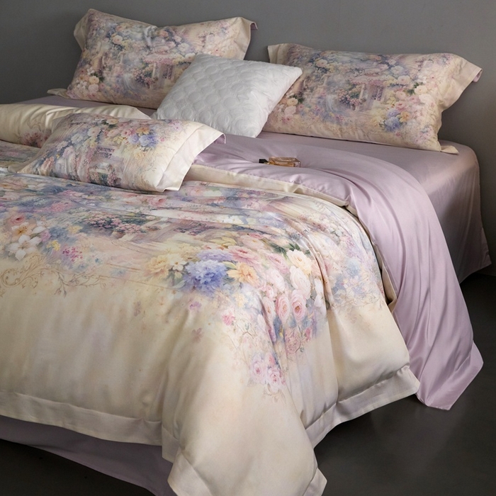 91家纺网 家纺一手货源 找家纺 金奇达家纺 2026新款【茧养·丝光缎】四件套-柏林花事【（会员减40元）标准号全网控价（折后券后）不低于299元】 爱丽丝梦境-玉