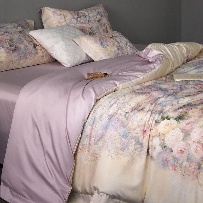 91家纺网 家纺一手货源 找家纺 金奇达家纺 2026新款【茧养·丝光缎】四件套-柏林花事【（会员减40元）标准号全网控价（折后券后）不低于299元】 爱丽丝梦境-玉