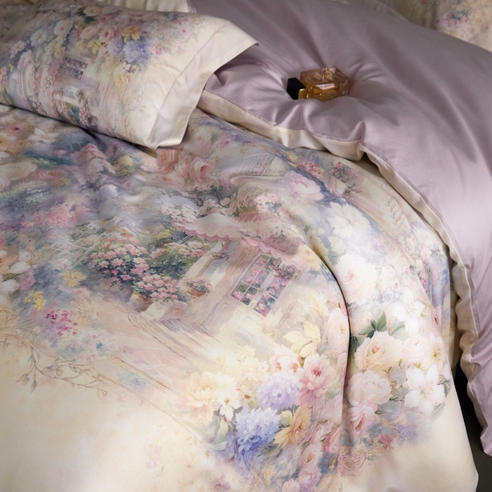 91家纺网 家纺一手货源 找家纺 金奇达家纺 2026新款【茧养·丝光缎】四件套-柏林花事【（会员减40元）标准号全网控价（折后券后）不低于299元】 爱丽丝梦境-玉