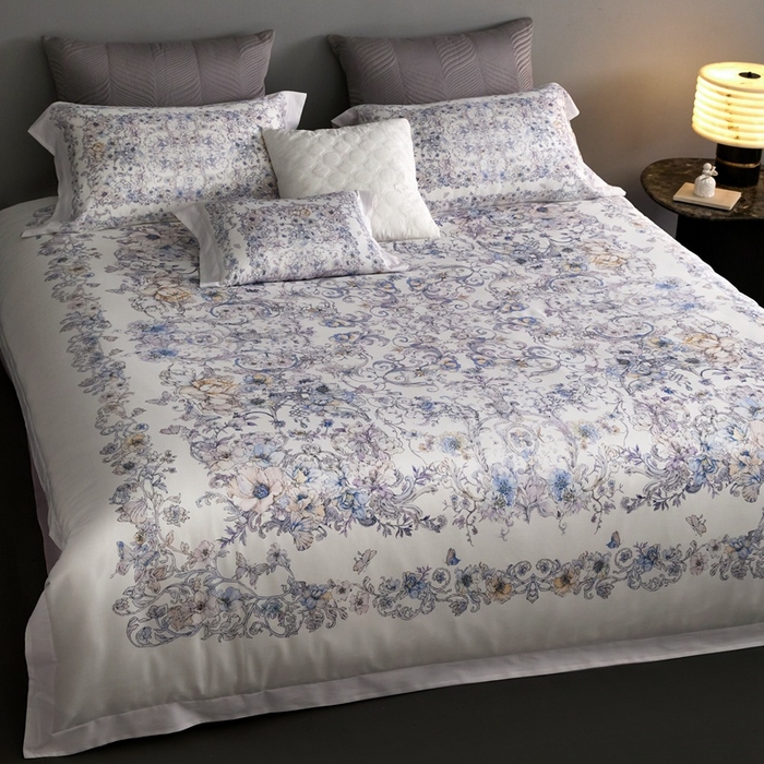 91家纺网 家纺一手货源 找家纺 金奇达家纺 2026新款【茧养·丝光缎】四件套-柏林花事【（会员减40元）标准号全网控价（折后券后）不低于299元】 迷迭花园-紫