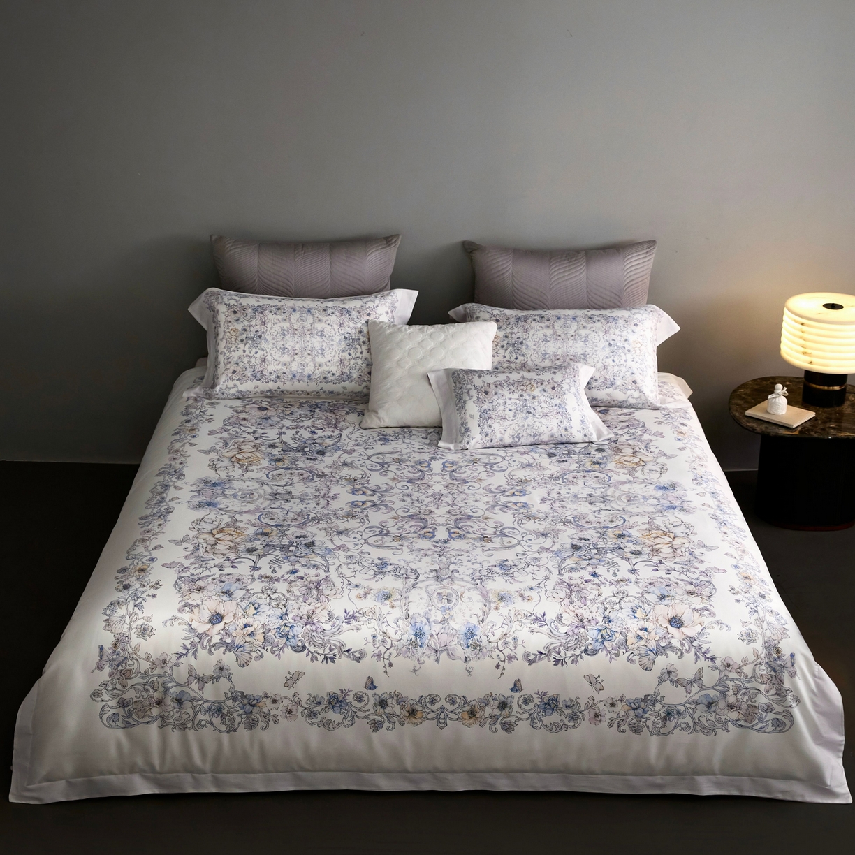 金奇达家纺 2026新款【茧养·丝光缎】四件套-柏林花事【（会员减40元）标准号全网控价（折后券后）不低于299元】 迷迭花园-紫