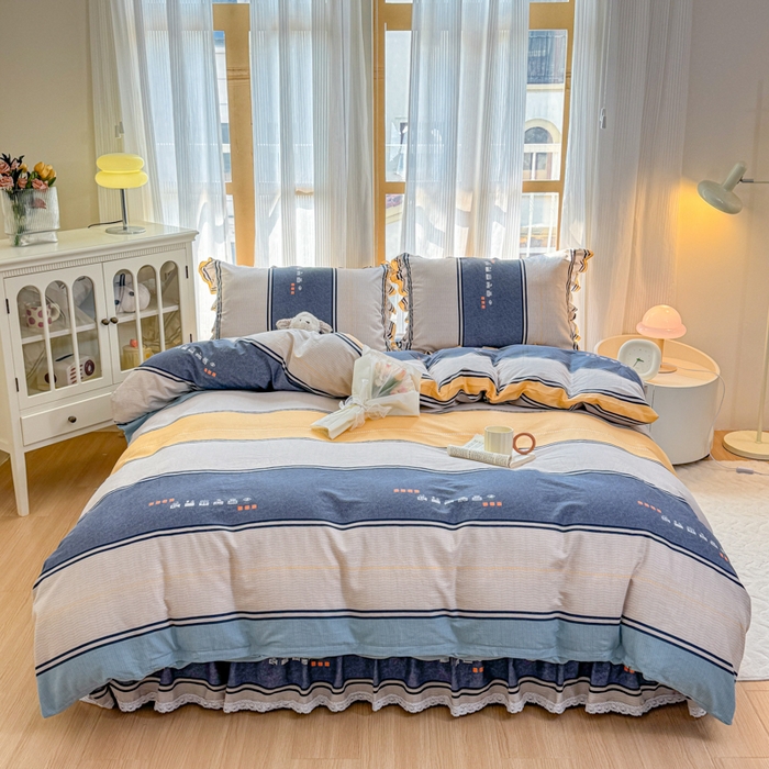 91家纺网 家纺一手货源 找家纺 （总）爱妮玖玖 2026新款全棉纯棉印花蕾丝小花边床单四件套