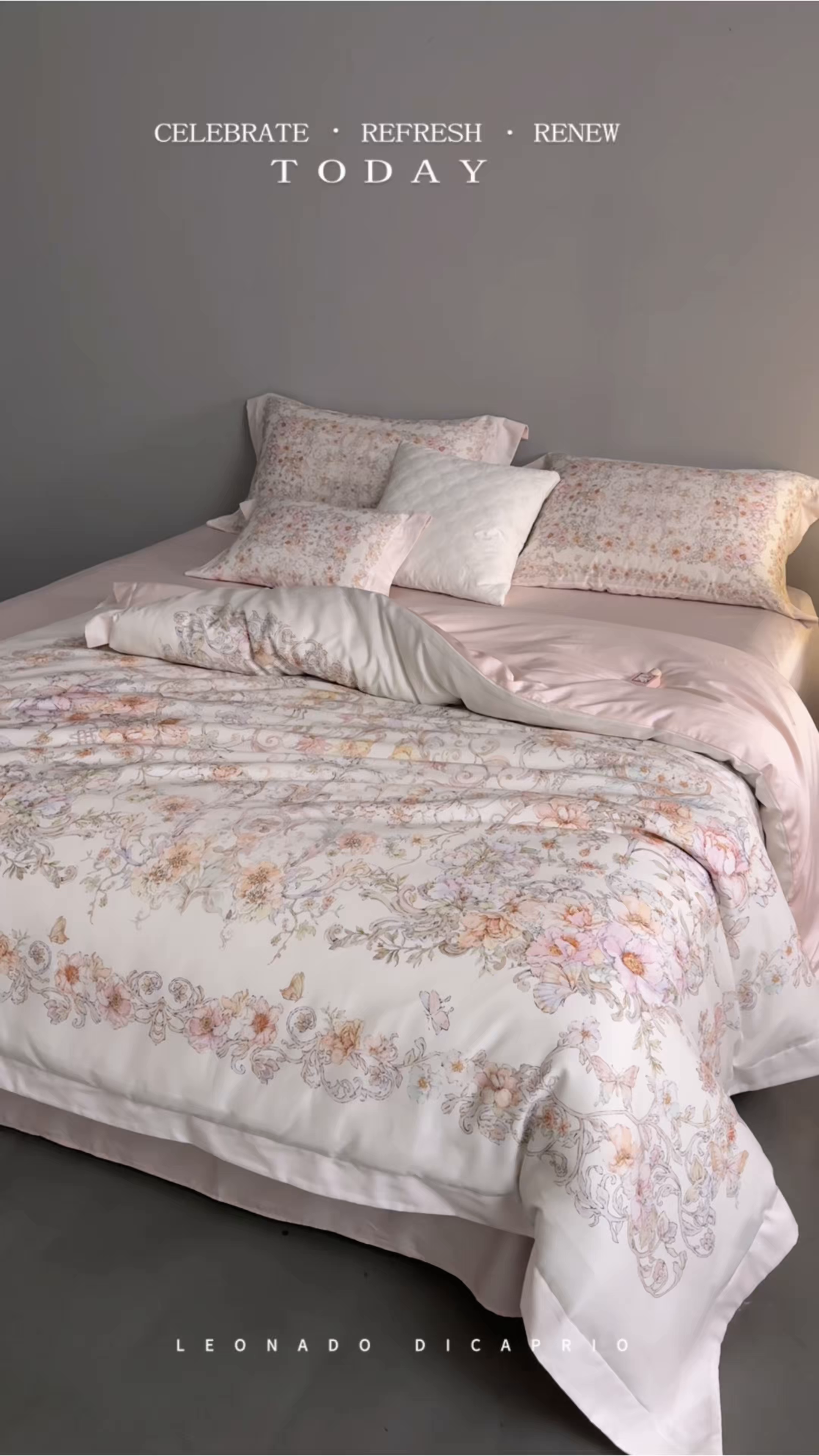 91家纺网 家纺一手货源 找家纺 金奇达家纺 2026新款【茧养·丝光缎】四件套-柏林花事【（会员减40元）标准号全网控价（折后券后）不低于299元】 迷迭花园-粉