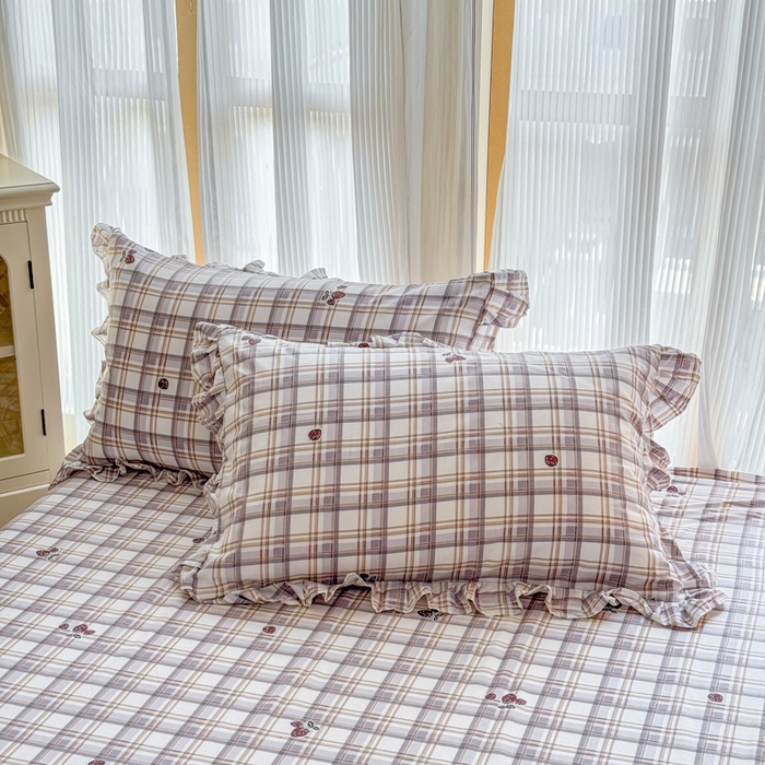 91家纺网 家纺一手货源 找家纺 （总）爱妮玖玖 2026春夏新款小蕾丝全棉纯棉印花床笠单层四件套