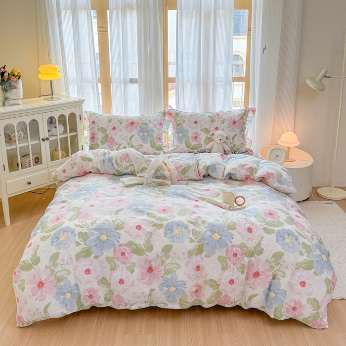 91家纺网 家纺一手货源 找家纺 （总）爱妮玖玖 2026新款全棉纯棉印花系列床笠夹棉四件套